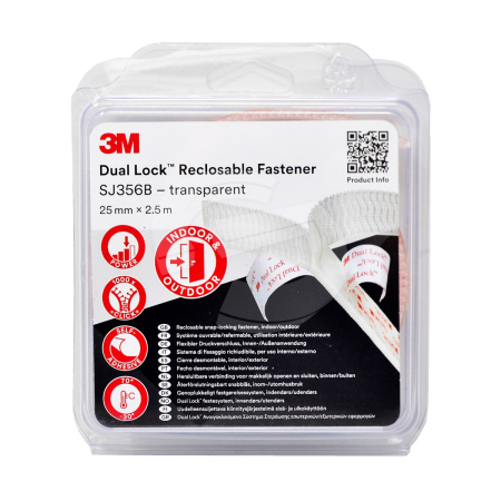 3M™ Dual Lock™ Reclosable Fasteners 25mm x 2.5m - Clear