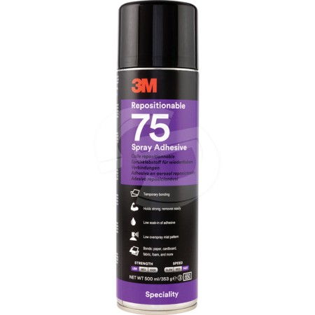 3M™ Repositionable 75 Spray Adhesive Clear - 500 ml