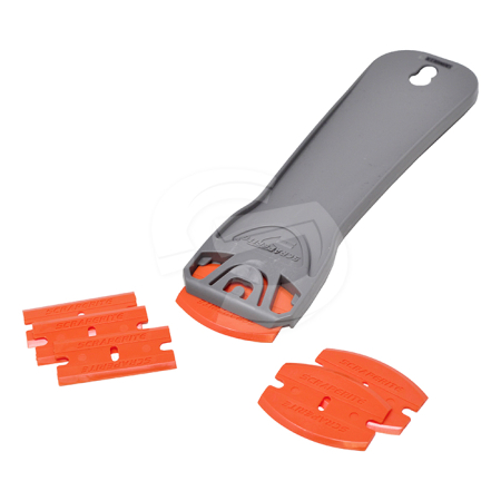 Scraperite - Long Combo Pack - Long Handle with 6 Orange Blades (3 Rectangle, 3 Curved)