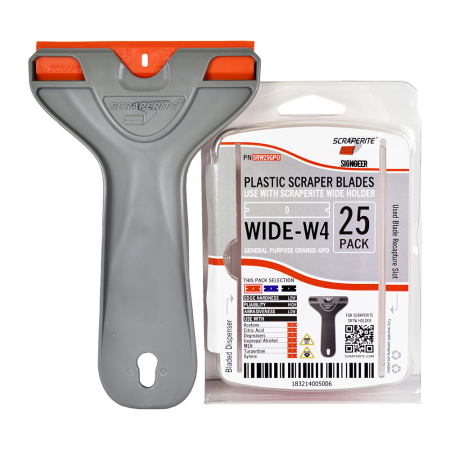 Scraperite Plastic Scraper WIDE 10cm (4") Bundle - with Pack of 25 Orange Blades
