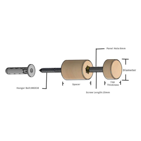 Natural Wooden Sign Stand Off Fixings - Wall Sign Fixings